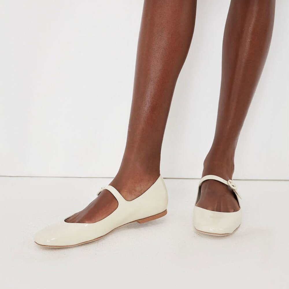 Larroude Ivory Patent Leather Blair Ballet Flats Sz 10